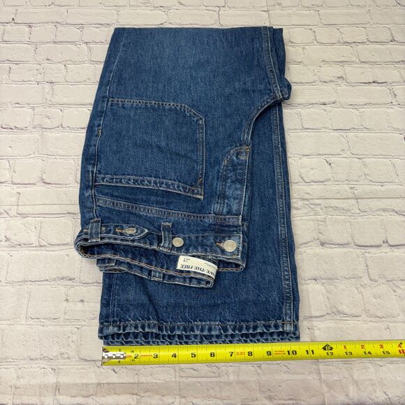 Free People We The Free Palmer Cuffed Wide Leg Jeans Size 29 Blue Denim D054 -17 - Picture 8 of 16
